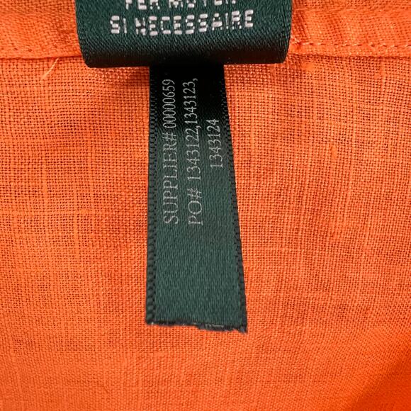 Lauren Ralph Lauren Linen Button Down Top Orange Long Sleeve Pockets Size L - Picture 12 of 12
